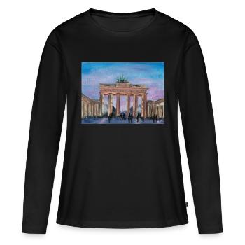 Brandebourg - T-shirt manches longues Premium bio Femme - noir - Devant - Julia (174cm)