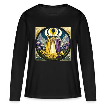 Triple Déesse - T-shirt manches longues Premium bio Femme - noir - Devant - Julia (174cm)