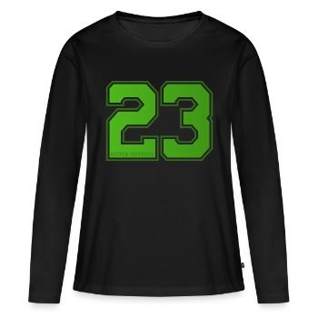 23 (vingt-trois) - T-shirt manches longues Premium bio Femme - noir - Devant - Julia (174cm)