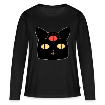 Chat et Troisième Oeil - T-shirt manches longues Premium bio Femme - noir - Devant - Julia (174cm)
