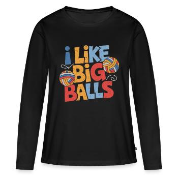 Knitting humor with cheeky charm - Women's Premium Organic Long Sleeve Shirt - black - Front - Julia (174cm)