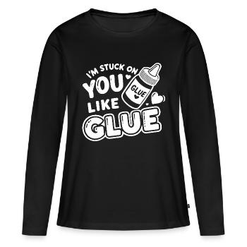 Je suis collé sur toi comme de la colle - T-shirt manches longues Premium bio Femme - noir - Devant - Julia (174cm)