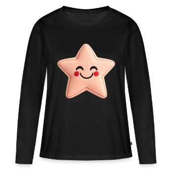Sweet Star - Rose - T-shirt manches longues Premium bio Femme - noir - Devant - Julia (174cm)