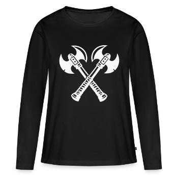 Hache 2 - T-shirt manches longues Premium bio Femme - noir - Devant - Julia (174cm)