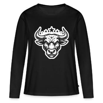 Tête de Taureau Taureau - T-shirt manches longues Premium bio Femme - noir - Devant - Julia (174cm)