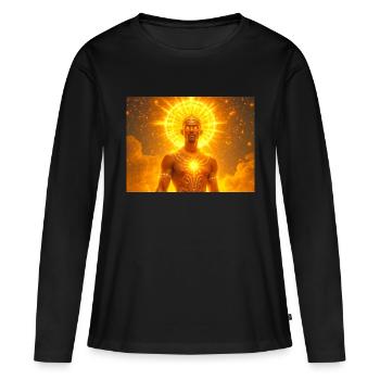 Olorun – Dieu du soleil yoruba, divinité céleste de la lumière - T-shirt manches longues Premium bio Femme - noir - Devant - Julia (174cm)
