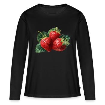 Fraise - T-shirt manches longues Premium bio Femme - noir - Devant - Julia (174cm)