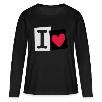 I Love (cutter font) - T-shirt manches longues Premium bio Femme - noir - Devant - Julia (174cm)
