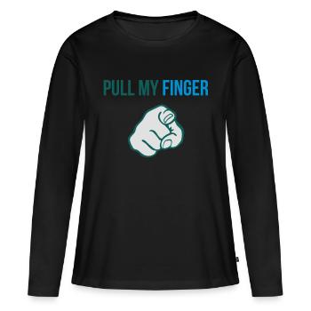 Pull my finger - T-shirt manches longues Premium bio Femme - noir - Devant - Julia (174cm)