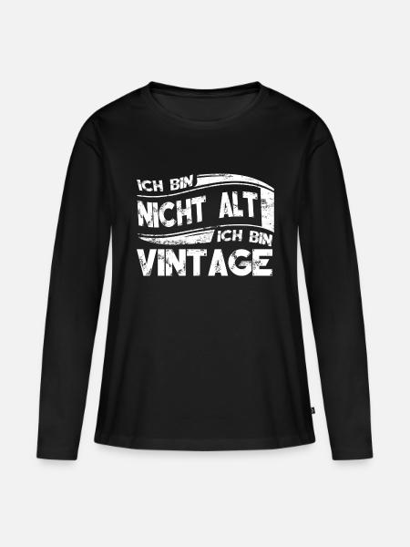 Ich bin Vintage - Frauen Premium Bio Langarmshirt - Schwarz
