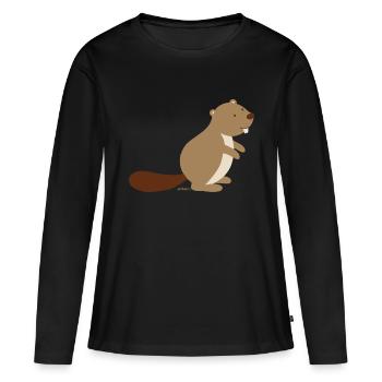 Biber - Frauen Premium Bio Langarmshirt - Schwarz - Vorne - Julia (174cm)