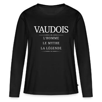 Vaudois Homme Mythe - T-shirt manches longues Premium bio Femme - noir - Devant - Julia (174cm)