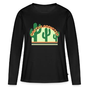 Cactus saying - Women's Premium Organic Long Sleeve Shirt - black - Front - Julia (174cm)