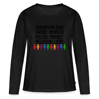 Gegen Rassismus - Frauen Premium Bio Langarmshirt - Schwarz - Vorne - Julia (174cm)
