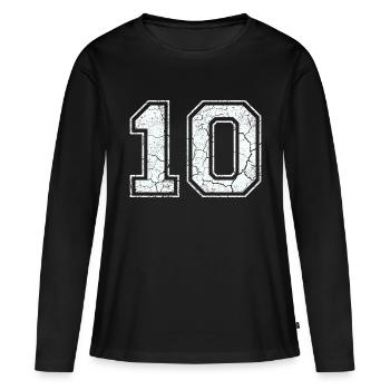 10 dans blanc in Used Look - T-shirt manches longues Premium bio Femme - noir - Devant - Julia (174cm)