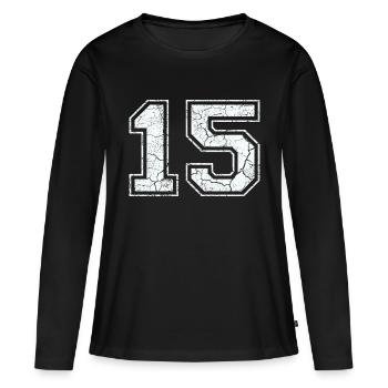 15 dans blanc in Used Look - T-shirt manches longues Premium bio Femme - noir - Devant - Julia (174cm)