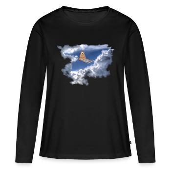 Flying carpet with sloth in the sky - Women's Premium Organic Long Sleeve Shirt - black - Front - Julia (174cm)