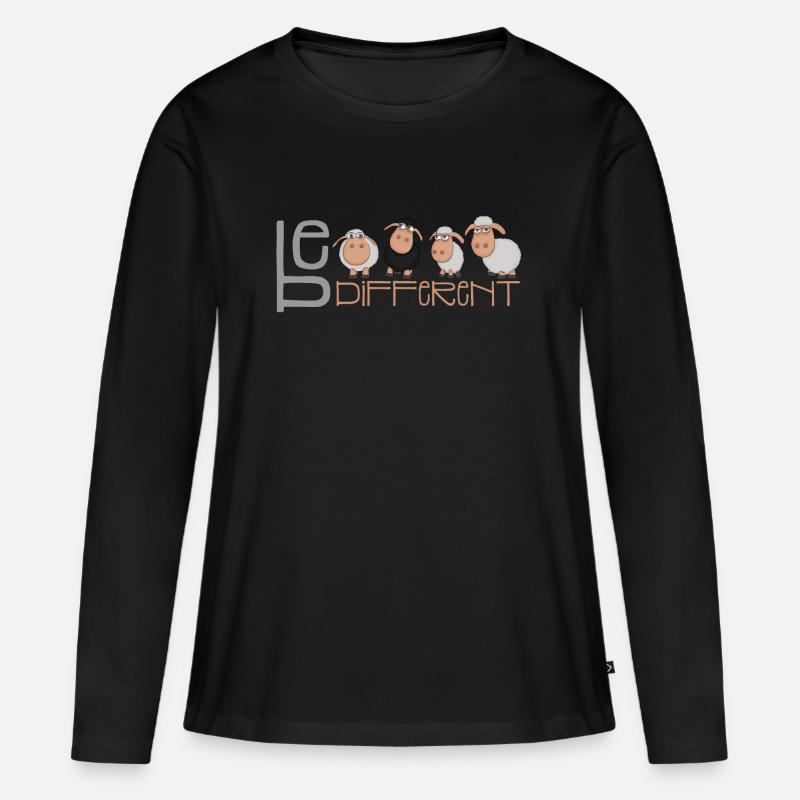 Kleine Be different Schafe - Einzigartig & anders - Frauen Premium Bio Langarmshirt - Schwarz