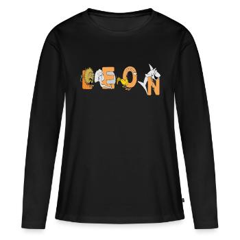 Leon - Frauen Premium Bio Langarmshirt - Schwarz - Vorne - Julia (174cm)