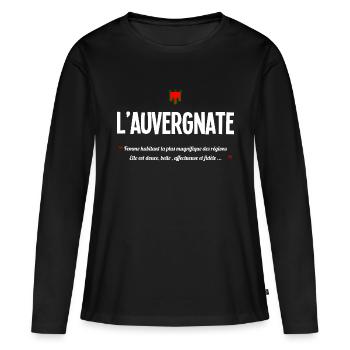 Auvergnate / Auvergne - T-shirt manches longues Premium bio Femme - noir - Devant - Julia (174cm)
