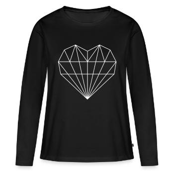 Contour de coeur blanc - T-shirt manches longues Premium bio Femme - noir - Devant - Julia (174cm)