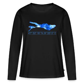 Coordonnées du lac de Constance | Polygone - T-shirt manches longues Premium bio Femme - noir - Devant - Julia (174cm)