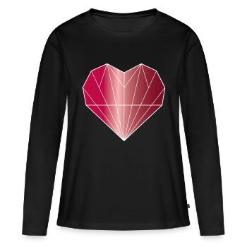 Coeur diamant rubis - T-shirt manches longues Premium bio Femme - noir - Devant - Julia (174cm)