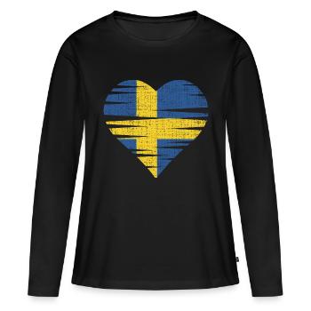 Sweden Heart by the Manzanita’s - T-shirt manches longues Premium bio Femme - noir - Devant - Julia (174cm)