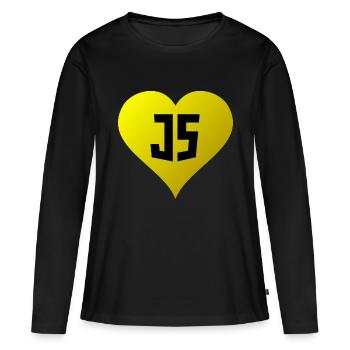 JavaScript-Herz - Frauen Premium Bio Langarmshirt - Schwarz - Vorne - Julia (174cm)