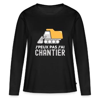 Chantier - T-shirt manches longues Premium bio Femme - noir - Devant - Julia (174cm)
