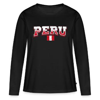 Pérou Fan - T-shirt manches longues Premium bio Femme - noir - Devant - Julia (174cm)