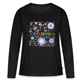 Jésus-Christ,Jésus-Christ,Jésus-Christ,Jésus-Christ - T-shirt manches longues Premium bio Femme - noir - Devant - Julia (174cm)
