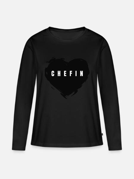 Chefin - Frauen Premium Bio Langarmshirt - Schwarz