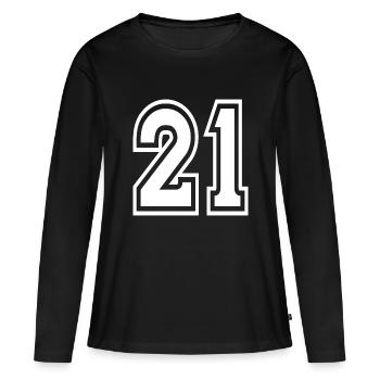 21 sport jersey number, jersey, 21 back number - Women's Premium Organic Long Sleeve Shirt - black - Front - Julia (174cm)