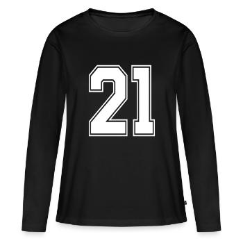 21 sport jersey number, jersey, 21 back number - Women's Premium Organic Long Sleeve Shirt - black - Front - Julia (174cm)