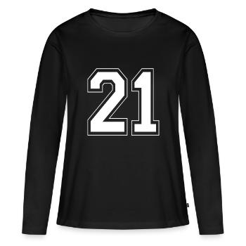 21 sport jersey number, jersey, 21 back number - Women's Premium Organic Long Sleeve Shirt - black - Front - Julia (174cm)