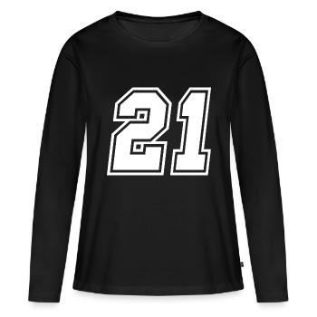 21 sport jersey number, jersey, 21 back number - Women's Premium Organic Long Sleeve Shirt - black - Front - Julia (174cm)