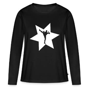 Boxe Combat Muay Thai - T-shirt manches longues Premium bio Femme - noir - Devant - Julia (174cm)