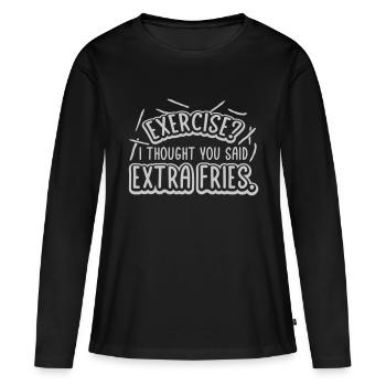 Exercice Extra Fries Citation - T-shirt manches longues Premium bio Femme - noir - Devant - Julia (174cm)