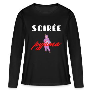 SOIRÉE PYJAMA - T-shirt manches longues Premium bio Femme - noir - Devant - Julia (174cm)