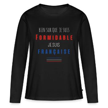 un mec pas chiant n est pas un vrai mec 40 - T-shirt manches longues Premium bio Femme - noir - Devant - Julia (174cm)