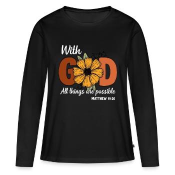 Église Religion Catholique Catholique Jésus-Christ - T-shirt manches longues Premium bio Femme - noir - Devant - Julia (174cm)