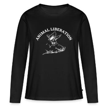 Cochon de libération animale - T-shirt manches longues Premium bio Femme - noir - Devant - Julia (174cm)