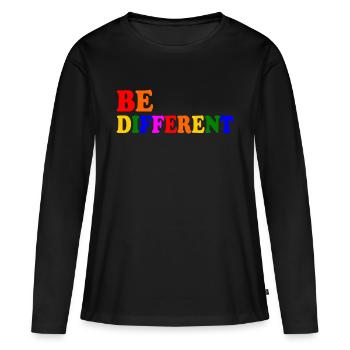 Be different - Frauen Premium Bio Langarmshirt - Schwarz - Vorne - Julia (174cm)