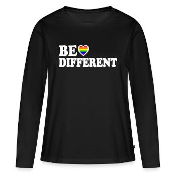 Be different - Frauen Premium Bio Langarmshirt - Schwarz - Vorne - Julia (174cm)