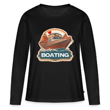 J’adore le bateau à moteur - T-shirt manches longues Premium bio Femme - noir - Devant - Julia (174cm)