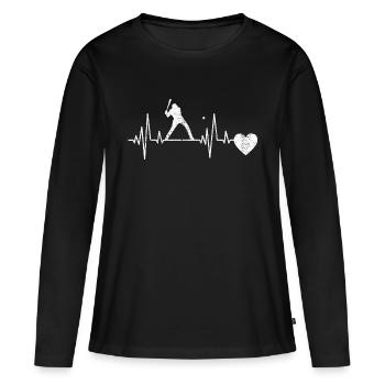 Baseball Baseballer Joueur de baseball Équipe de baseball - T-shirt manches longues Premium bio Femme - noir - Devant - Julia (174cm)