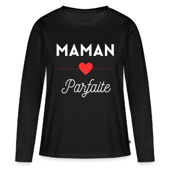 Maman Parfaite - T-shirt manches longues Premium bio Femme - noir - Devant - Julia (174cm)