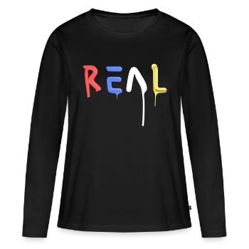 Réel - T-shirt manches longues Premium bio Femme - noir - Devant - Julia (174cm)