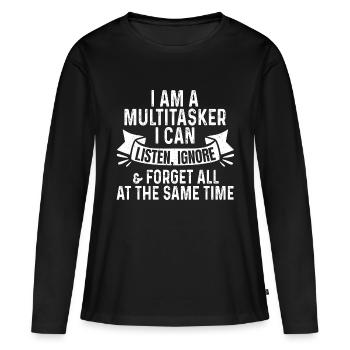 Dictons Drôles Art Pour Les Gens Sarcastiques Gag Sarcasme - T-shirt manches longues Premium bio Femme - noir - Devant - Julia (174cm)